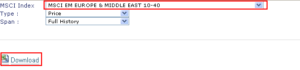 Choosing the index data for download.