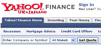 Searching for a stock on Yahoo! Finance UK by name or by ISIN code