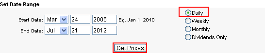 Setting up price data download