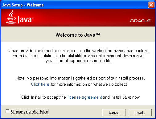 Java installer started
